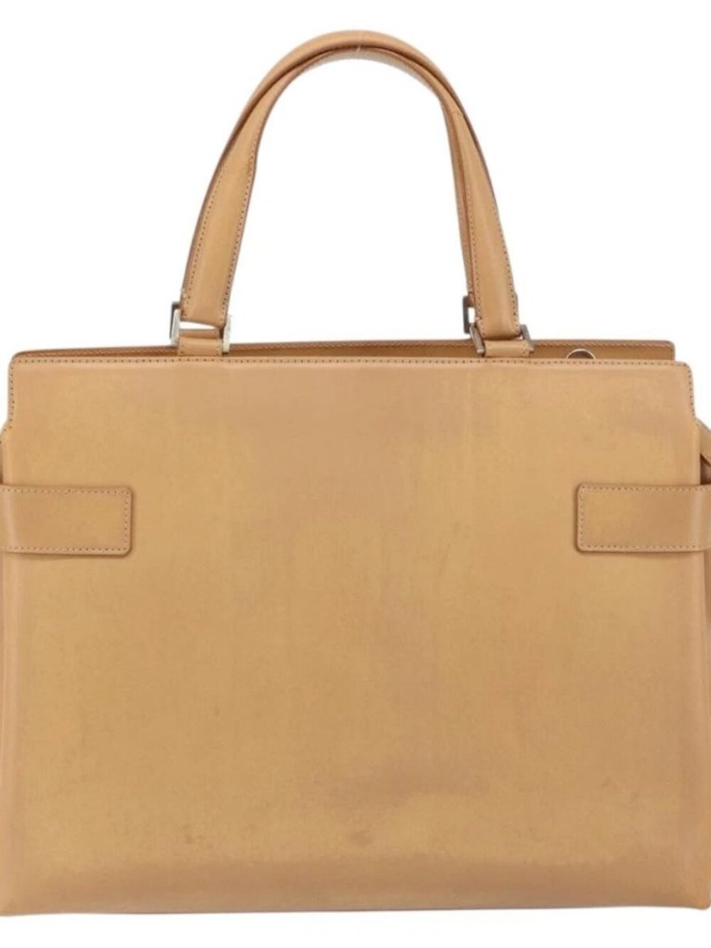 Salvatore Ferragamo Gancini Tote Bag Leather Beige Gold Auth 160685 - Picture 3 of 16